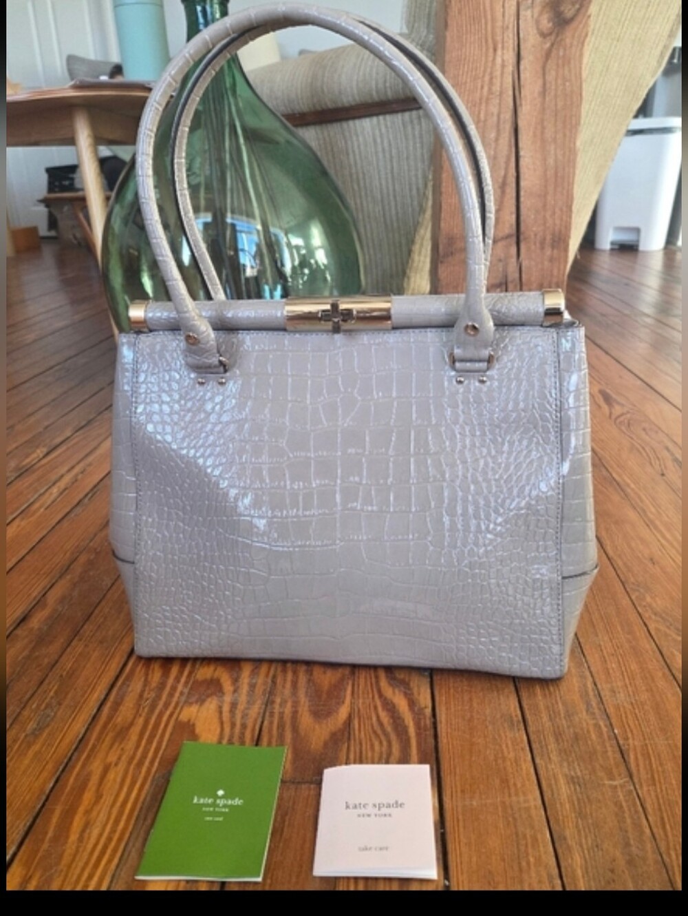 NWT Kate Spade Knightsbridge Constance Soft Taupe Croc Embossed Satchel